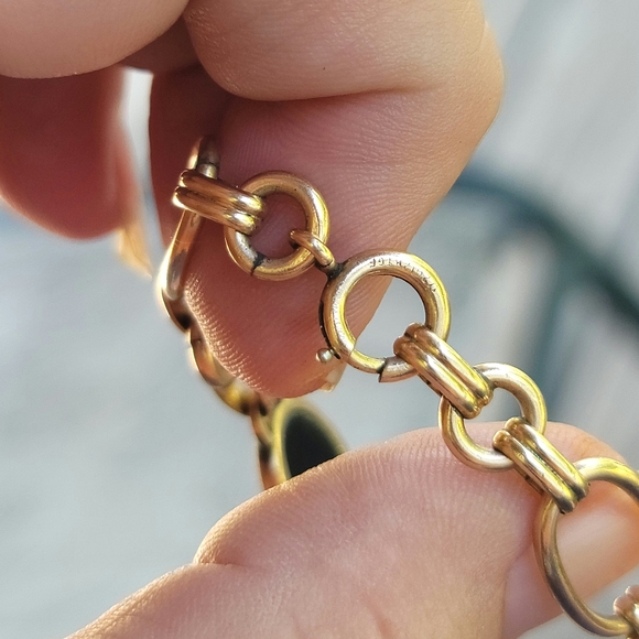 COPY - MCM 1950's Gold Filled Onyx Bracelet - Picture 4 of 5